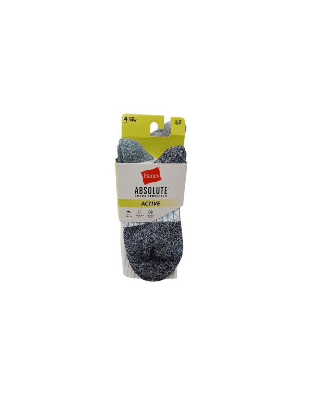 NIP Hanes 4 Pack Absolute Perfected Active Crew Socks Shoe Sz L 3-9 White Sport